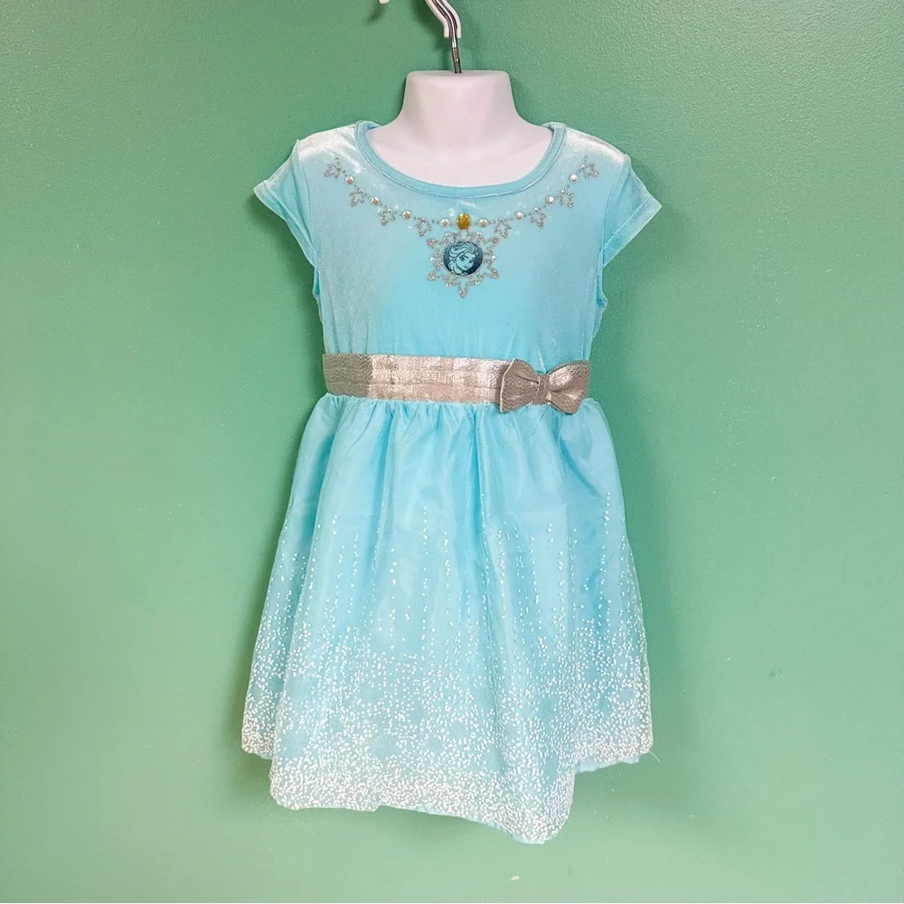 Disney x Jumping Beans Blue Velvet Tulle Skirt Frozen Elsa Formal Dress Size 5